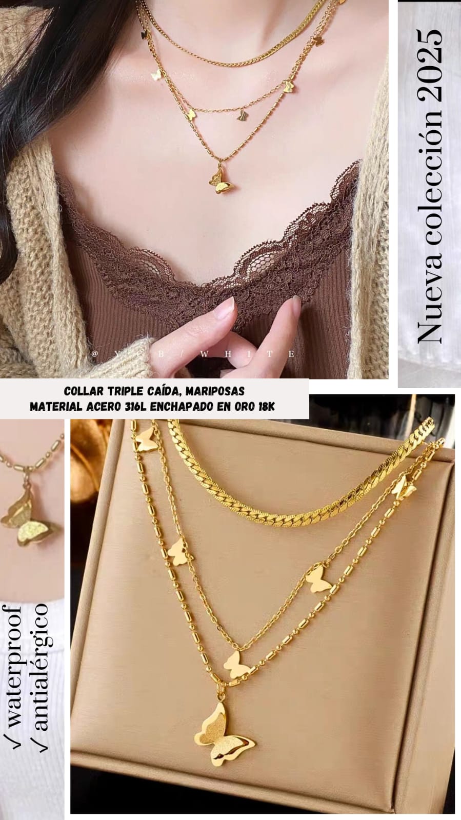 COLLAR TRIPLE CAIDA PARIPOSA